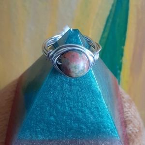 Unikite and silver ring